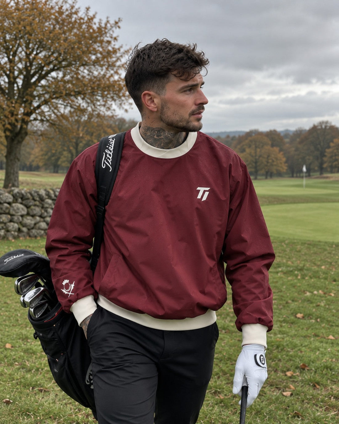 Thistle & Iron HIGHLANDER Crew Wind Top in Burgundy