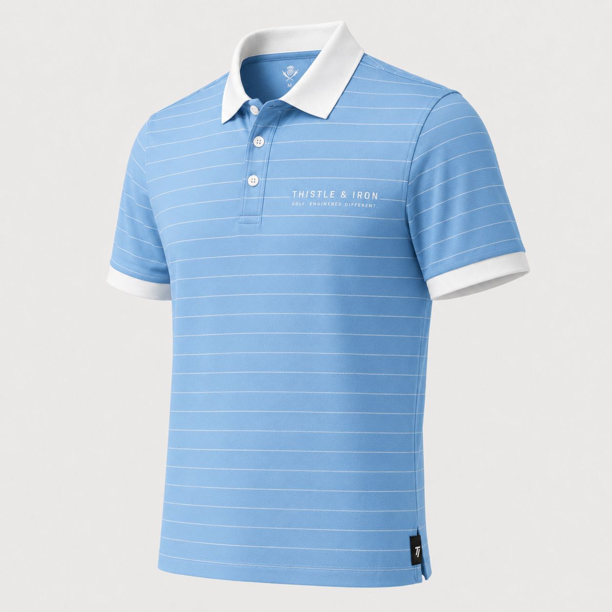 Founders Pinstripe Polo - Powder Blue