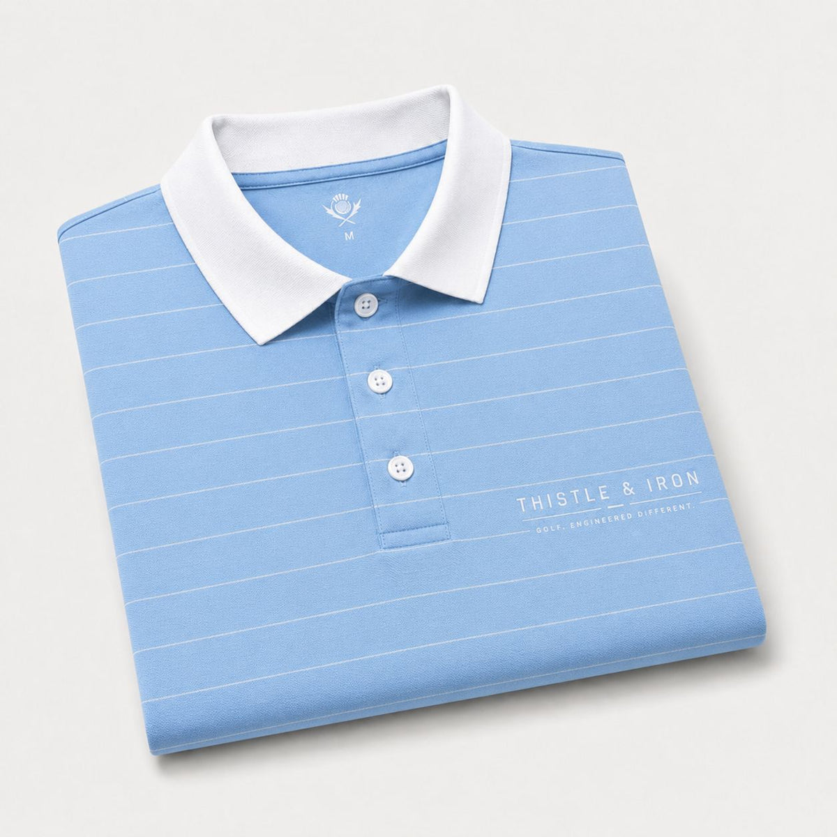 Founders Pinstripe Polo - Powder Blue
