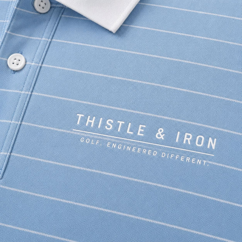 Founders Pinstripe Polo - Powder Blue