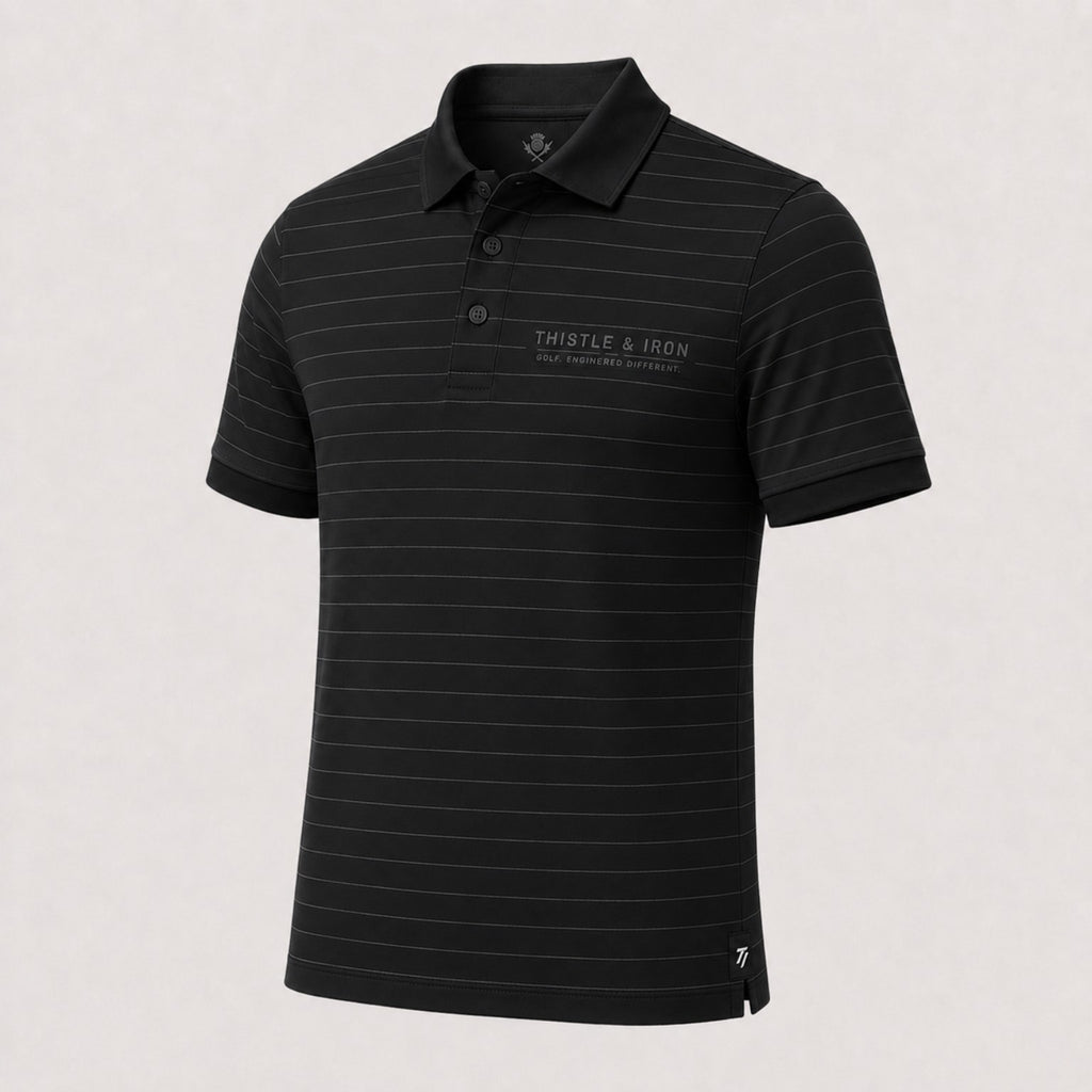 Founders Pinstripe Polo - Blackout