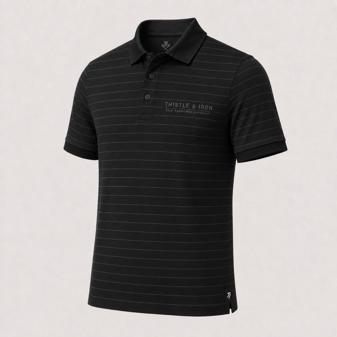 Thistle & Iron Founder Pinstripe Polo in Blackout - alternate view