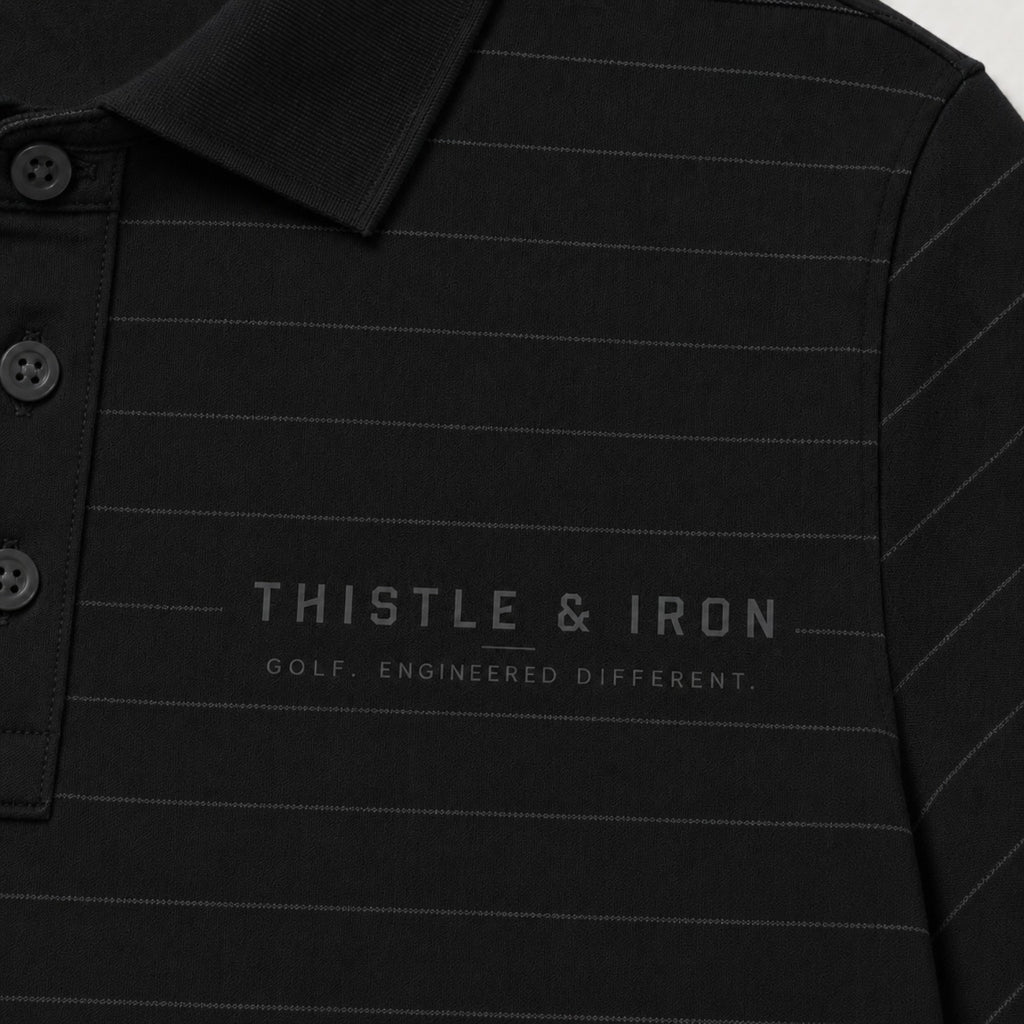 Founders Pinstripe Polo - Blackout