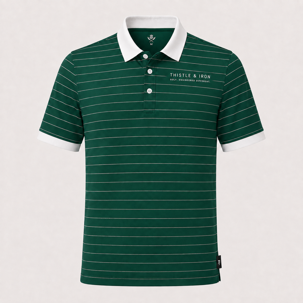Founders Pinstripe Polo - Racing Green