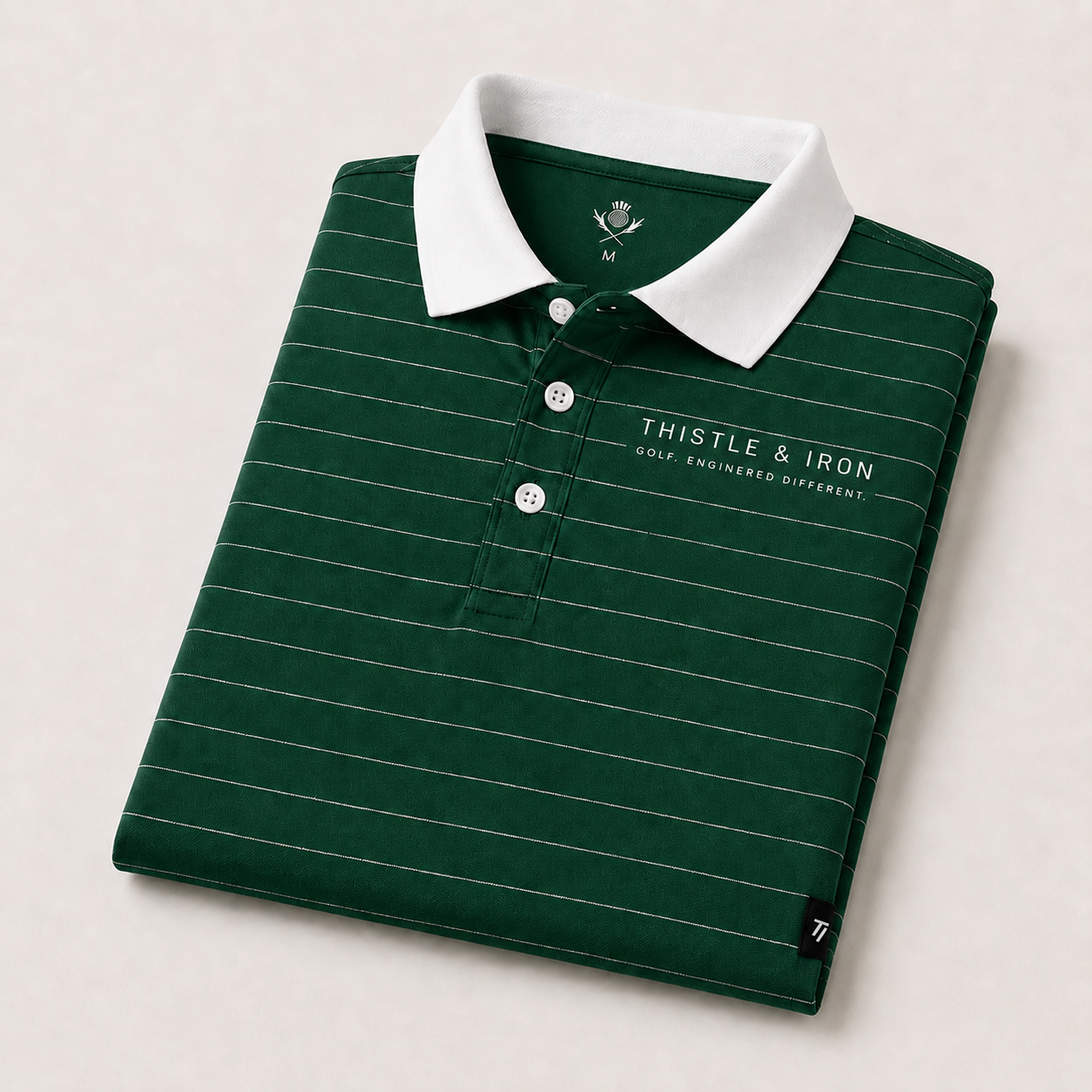 Founders Pinstripe Polo - Racing Green