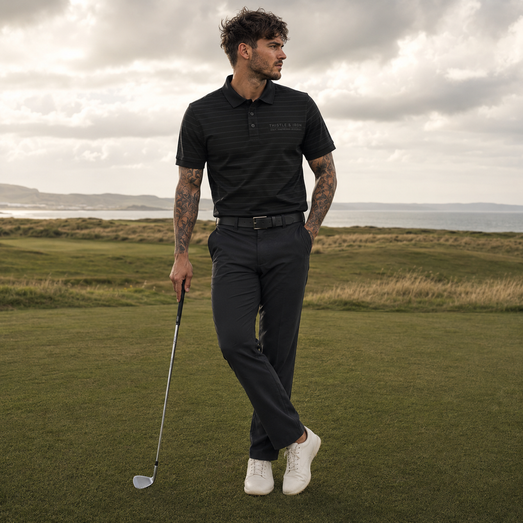 Founders Pinstripe Polo - Blackout