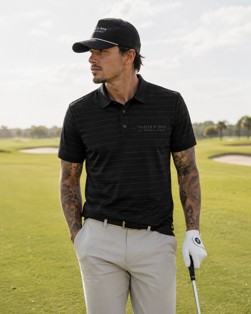 Founders Pinstripe Polo - Blackout